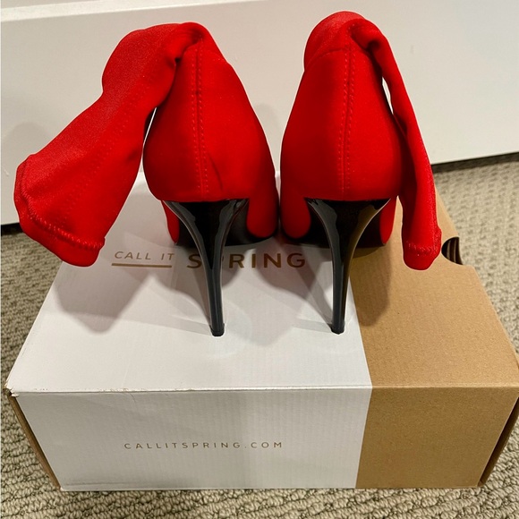 Red stretchy nylon calf boot - Picture 5 of 7